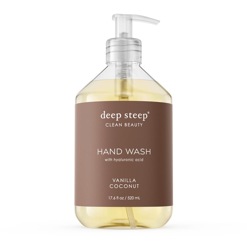 Deep Steep Liquid Hand Wash, Vanilla Coconut, 17.6 oz â€“ Moisturizing Cleanser with Olive Oil, Aloe Vera, Glycerin & Hyaluronic Acid â€“ Vegan, Clean Beauty, Soft & Nourished Hands - Image 1